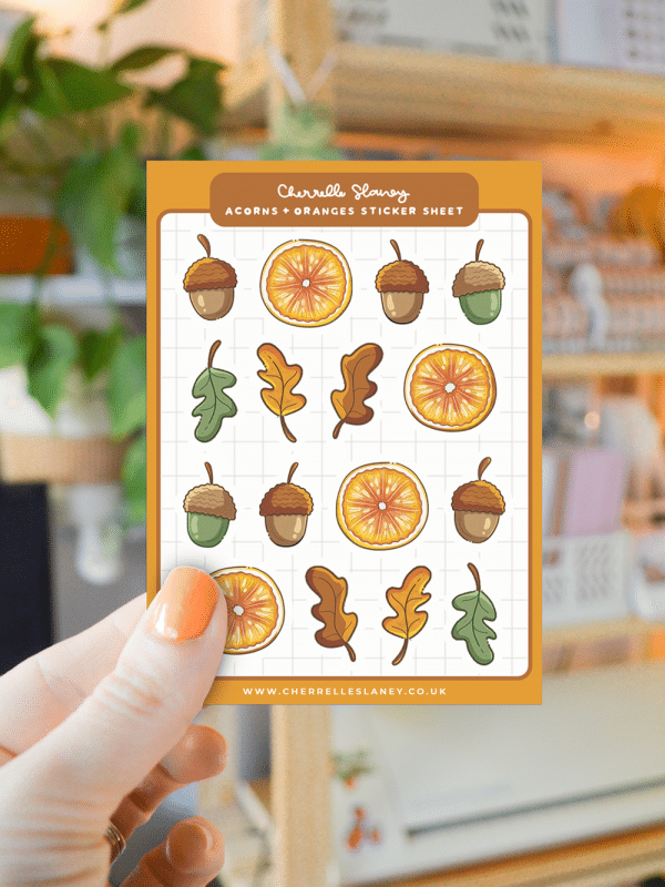 Acorns & Oranges Sticker Sheet